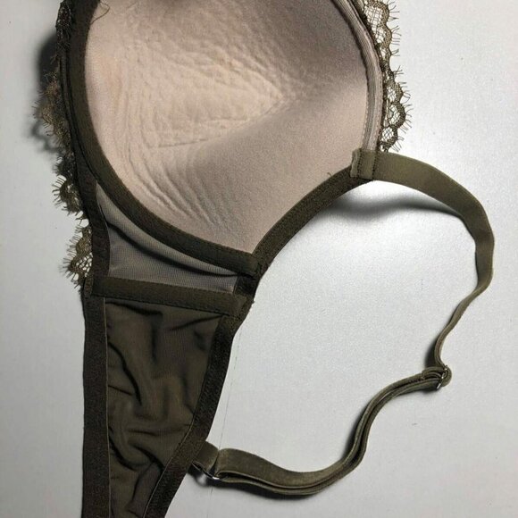 #3471-1 Victoria's Secret Demi-Lined 32DD Olive Embroidered Lace Bra - Picture 4 of 6